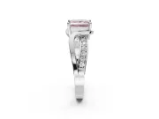 Princess Cut Bypass Solitaire Engagement Ring Setting for a Fancy Pink Lab-Grown Diamond | Pavé Strands | White Gold