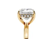 Princess Cut Hidden Halo Solitaire Engagement Ring Setting | Thin Wire Band | Yellow Gold