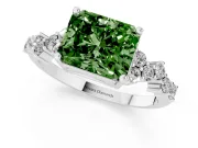 Radiant Cut Scattered Accent Engagement Ring Setting for a Fancy Green Lab-Grown Diamond | Platinum