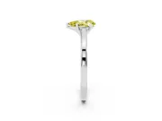 Fancy Yellow Pear Cut Diamond Solitaire Ring Set in White gold with Prong Setting and Classic Band