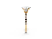 Oval Three Stone Engagement Ring Setting | Pave Shoulders | Yellow Gold
