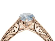 Marquise Vintage Engraved Pavé Engagement Ring Setting for a Fancy Blue Lab-Grown Diamond | Milgrain Edges | Rose Gold