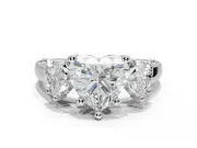 Heart-Shaped Three Stone Engagement Ring Setting | Wide Tapered Shoulders | White Gold
