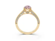 Marquise Hidden Halo Engagement Ring Setting for a Fancy Pink Lab-Grown Diamond | Milgrain Pave | Yellow Gold