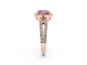 Radiant Cut Floral Halo Engagement Ring Setting for a Fancy Pink Lab-Grown Diamond | Pavé Split Shank | Rose Gold