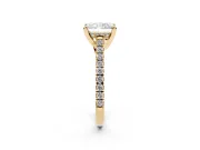 Radiant Cut Hidden Halo Pave Engagement Ring Setting | Claw Prongs | Yellow Gold
