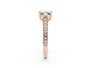 Princess Cut Graduated Pave Cathedral Engagement Ring Setting | Scroll Cut-Outs | Rose Gold