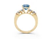 Princess Cut Five Stone Engagement Ring Setting for a Fancy Blue Lab-Grown Diamond | Prong Set Side Stones | Yellow Gold