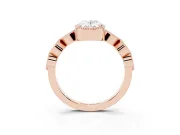 Oval Cut Diamond Vintage-Inspired Milgrain Ring Set in Rose gold with Marquise Stations of Round Accents