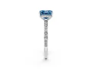 Fancy Blue Asscher Cut Diamond Pavé Band Ring Set in Silver with Prong-Set Center Stone