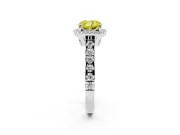 Cushion Cut Halo Engagement Ring Setting for a Fancy Yellow Lab-Grown Diamond | Shared Prong Shoulders | Sterling Silver