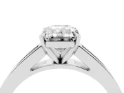 Emerald Cut Diamond Solitaire Ring Set in White gold with Channel-Set Band and Prong Setting