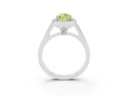 Fancy Yellow Marquise Cut Diamond Halo Solitaire Ring Set in Silver with Pavé Band and Bezel Setting
