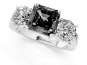 Asscher Cut Three Stone Engagement Ring Setting for a Black Center | Round Side Stones | Sterling Silver