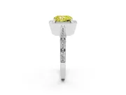 Radiant Cut Milgrain Halo Engagement Ring Setting for a Fancy Yellow Lab-Grown Diamond | Side Stones | White Gold