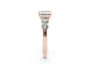 Asscher Cut Five Stone Engagement Ring Setting | Prong Set Side Stones | Rose Gold