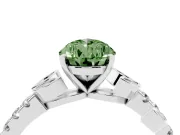 Fancy Green Pear Cut Diamond Solitaire Leaf-Inspired Ring Set in Silver with Pavé Band and Prong Setting