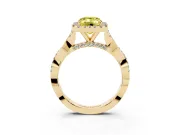 Emerald Cut Twist Halo Engagement Ring Setting for a Fancy Yellow Lab-Grown Diamond | Yellow Gold
