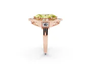 Fancy Yellow Marquise Cut Diamond Milgrain Halo Ring Set in Rose gold with Split Shank