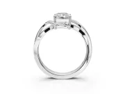 Radiant Cut Bypass Solitaire Engagement Ring Setting | Pavé and Plain Strands | White Gold