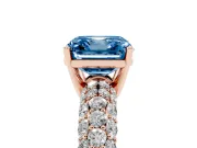 Asscher Cut Multi Row Pave Engagement Ring Setting for a Fancy Blue Lab-Grown Diamond | Rose Gold