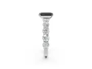 Emerald Cut Side Stone Engagement Ring Setting for a Black Center | Sterling Silver