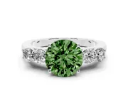 Round Close Set Five Stone Engagement Ring Setting for a Fancy Green Lab-Grown Diamond | Platinum
