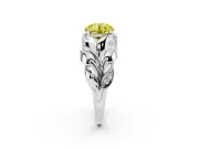 Fancy Yellow Round Cut Diamond Leaf-Inspired Engagement Ring Set in Silver with Round Accents