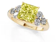 Princess Cut Side Stone Engagement Ring Setting for a Fancy Yellow Lab-Grown Diamond | Yellow Gold