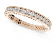 Round Lab-Grown Diamond Milgrain Channel Set Wedding Band | Fluted Gallery | Rose Gold