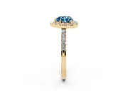Heart-Shaped Halo Engagement Ring Setting for a Fancy Blue Lab-Grown Diamond | Single Row Pavé Band | Yellow Gold