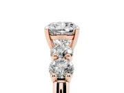 Cushion Cut Five Stone Engagement Ring Setting | Prong Set Side Stones | Rose Gold