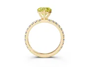 Fancy Yellow Heart Cut Diamond Pavé Solitaire Ring Set in Yellow gold with Round Band and Prong Setting