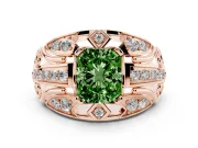 Radiant Cut Art Deco Engagement Ring Setting for a Fancy Green Lab-Grown Diamond | Rose Gold