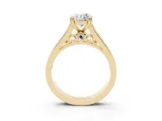 Oval Cathedral Channel Set Engagement Ring Setting | Double Claw Prongs | Yellow Gold