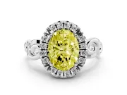 Oval Filigree Halo Engagement Ring Setting for a Fancy Yellow Lab-Grown Diamond | White Gold