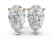 Princess Cut Lab-Grown Diamond Solitaire Basket Stud Earrings | Open Gallery | Rose Gold