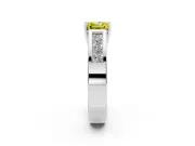 Fancy Yellow Asscher Cut Diamond Solitaire Ring Set in Silver with Channel-Set Accent Stones and Prong Setting