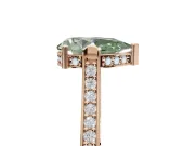 Pear-Shaped Vintage Cathedral Engagement Ring Setting for a Fancy Green Lab-Grown Diamond | Carved Band | Rose Gold