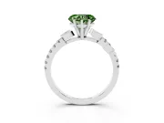 Fancy Green Heart Cut Diamond Solitaire Leaf-Inspired Ring Set in Platinum with Pavé Band and Prong Setting