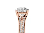 Round Pave Split Shank Engagement Ring Setting | Double Claw Prongs | Rose Gold