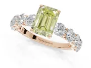 Emerald Cut Engagement Ring Setting for a Fancy Yellow Lab-Grown Diamond | Rose Gold - Design NV-24455