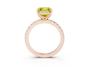 Fancy Yellow Asscher Cut Diamond Pavé Band Solitaire Set in Rose gold with Prong Setting