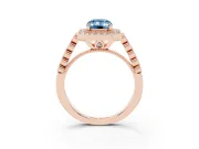Emerald Cut Graduated Milgrain Halo Engagement Ring Setting for a Fancy Blue Lab-Grown Diamond | Rose Gold