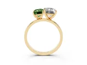 Fancy Green Emerald Cut and Emerald Cut Toi Moi Ring Set in Yellow gold with Prong Setting