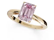 Emerald Cut Cathedral Engagement Ring Setting for a Fancy Pink Lab-Grown Diamond | Yellow Gold - Design NV-24626