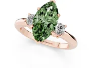 Marquise Three Stone Engagement Ring Setting for a Fancy Green Lab-Grown Diamond | Round Side Stones | Rose Gold