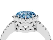 Heart-Shaped Pave Halo Engagement Ring Setting for a Fancy Blue Lab-Grown Diamond | Platinum