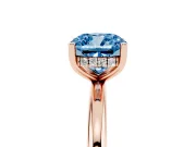 Fancy Blue Cushion Cut Diamond Solitaire Engagement Ring Set in Rose gold with Prong Setting and Polished Band
