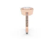 Asscher Cut Diamond Halo Ring Set in Rose gold with Pavé Band and Milgrain-Edged Prongs